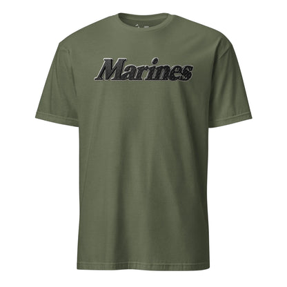 Marine Script Black Diamond Plate T-Shirt