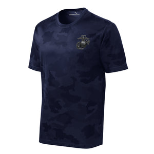 Camohex Matte Black Eagle Globe & Anchor Left Chest Performance T-Shirt