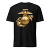 Metallic Gold Eagle Globe & Anchor T-Shirt - BLACK