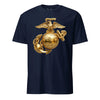 Metallic Gold Eagle Globe & Anchor T-Shirt - NAVY