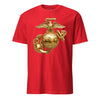 Metallic Gold Eagle Globe & Anchor T-Shirt - RED