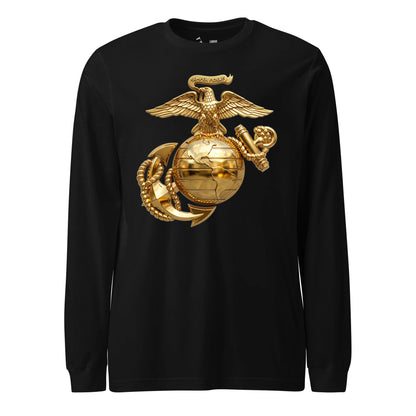 Metallic Gold Eagle Globe & Anchor Long Sleeve T-Shirt