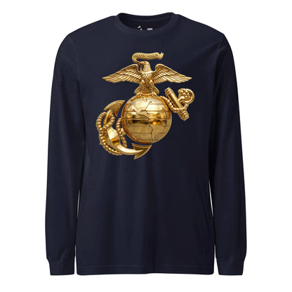 Metallic Gold Eagle Globe & Anchor Long Sleeve T-Shirt