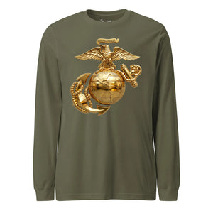 Metallic Gold Eagle Globe & Anchor Long Sleeve T-Shirt