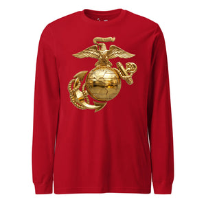 Metallic Gold Eagle Globe & Anchor Long Sleeve T-Shirt
