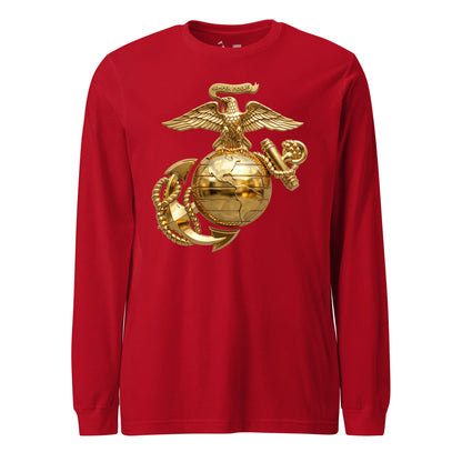 Metallic Gold Eagle Globe & Anchor Long Sleeve T-Shirt