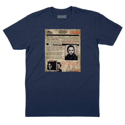 Smiths Grove Sanitarium Michael Myers Admission Form T-Shirt (By Regular Brand) — Navy