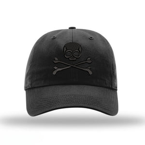 Pirate Jolly Roger Hat with embroidery- Black Hat w/ Black