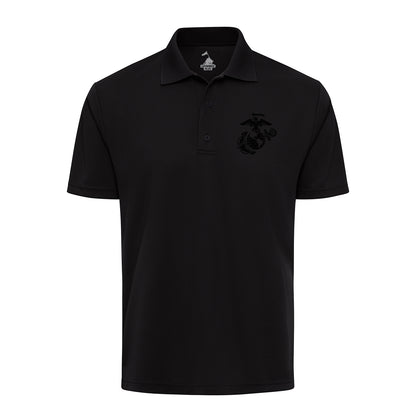 Eagle Globe & Anchor Black Performance Polo Shirt