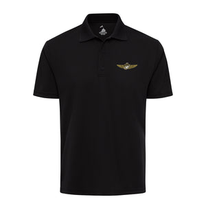 Airwing Performance Polo Shirt in Black - USMC unit polo shirt