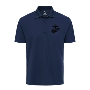 Eagle Globe & Anchor Black Performance Polo Shirt