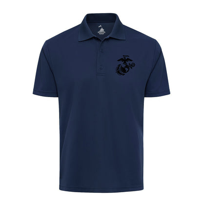 Eagle Globe & Anchor Black Performance Polo Shirt