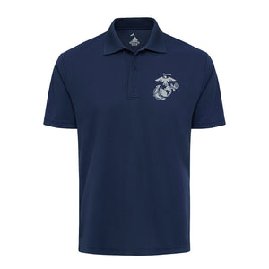 Eagle Globe & Anchor Silver Performance Polo Shirt