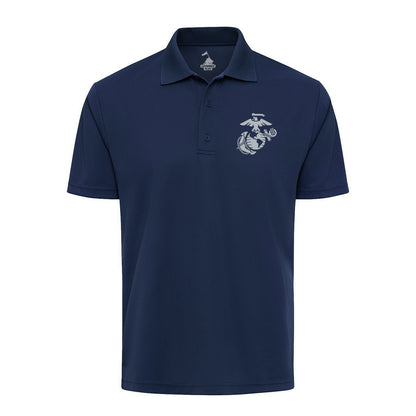 Eagle Globe & Anchor Silver Performance Polo Shirt