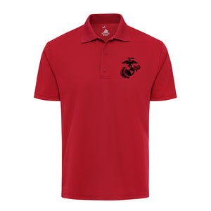 Eagle Globe & Anchor Black Performance Polo Shirt