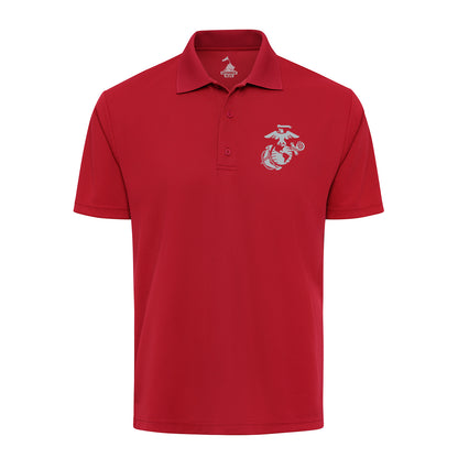 Eagle Globe & Anchor Silver Performance Polo Shirt