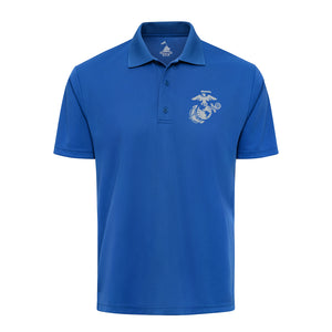 Eagle Globe & Anchor Silver Performance Polo Shirt