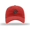 Eagle Globe & Anchor Unstructured USMC Hat with 3D embroidery- Red Hat w/ Black - RED