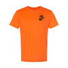 Safety Orange Left Chest Eagle, Globe, and Anchor Established Performance T-Shirt- Black Logo - SAFETY ORANGE
