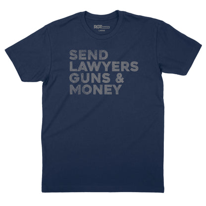 SEND LAWYERS GUNS AND MONEY T-shirt (By Regular Brand) — Navy