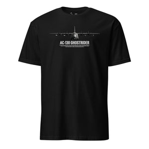 AC-130 Ghostrider Airframe Specs T-Shirt in Black - Marine Corps aviation tee