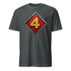 4th Marine Division Diamond Plate T-Shirt - CHARCOAL HEATHER