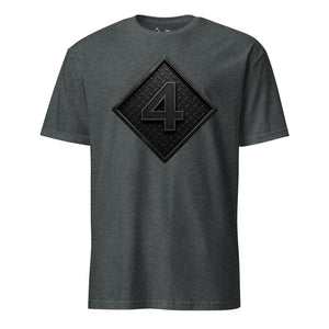 4th Marine Division Diamond Plate Blackout T-Shirt in Charcoal - USMC 4th Division tee
