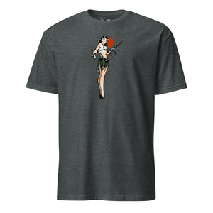 WW2 Pin Up Thompson Sub Machine Gun T-shirt