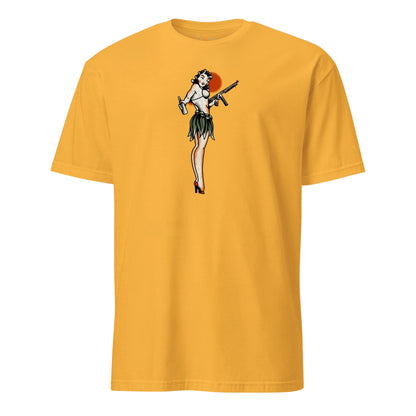WW2 Pin Up Thompson Sub Machine Gun T-shirt