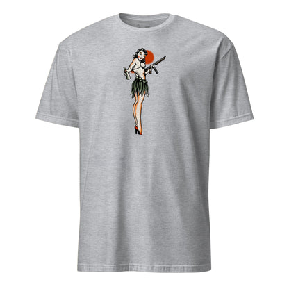 WW2 Pin Up Thompson Sub Machine Gun T-shirt