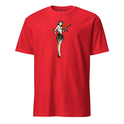 WW2 Pin Up Thompson Sub Machine Gun T-shirt