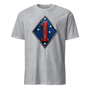 1st Marine Division Diamond Plate T-Shirt in Grey - USMC 1st Division tee