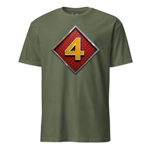 4th Marine Division Diamond Plate T-Shirt in OD Green - USMC 4th Division tee