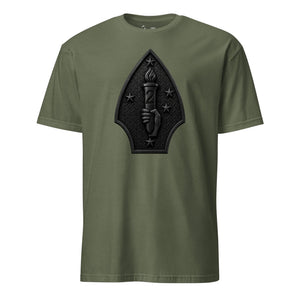 2nd Marine Division Diamond Plate Blackout T-Shirt in OD Green - USMC 2nd Division tee