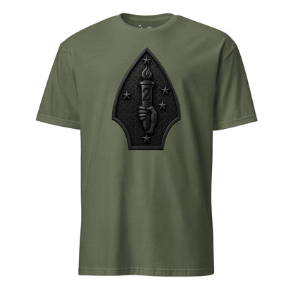 2nd Marine Division Diamond Plate Blackout T-Shirt in OD Green - USMC 2nd Division tee