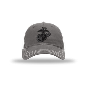 Eagle Globe & Anchor Carbon Fiber Patch Soft Mesh Trucker - Leatherneck For Life