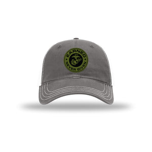Earned Never Given OD Green Patch Soft Mesh Trucker - Leatherneck For Life