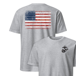 Spirit of 1917 USMC Vintage Flag T-Shirt front and back in gray - Marine Corps tee