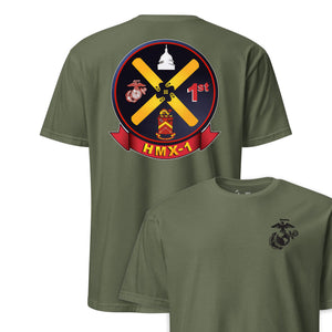 HMX-1 Helicopter Squadron Front & Back T-Shirt in OD Green - Marine Corps aviation tee
