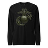 Matte OD Green Eagle Globe & Anchor Long Sleeve T-Shirt - BLACK