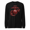 Matte Red Eagle Globe & Anchor Long Sleeve T-Shirt - BLACK