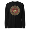 Wooden USMC Seal Long Sleeve T-Shirt - BLACK