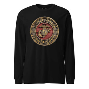 Wooden USMC Seal Long Sleeve T-Shirt