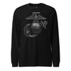 Matte Black Eagle Globe & Anchor Long Sleeve T-Shirt - BLACK