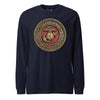 Wooden USMC Seal Long Sleeve T-Shirt - NAVY