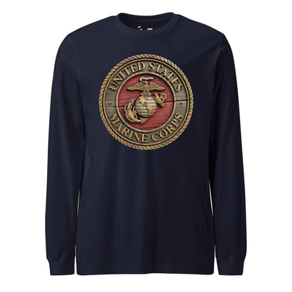 Wooden USMC Seal Long Sleeve T-Shirt