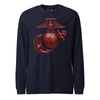Matte Red Eagle Globe & Anchor Long Sleeve T-Shirt - NAVY