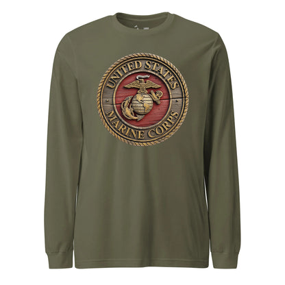Wooden USMC Seal Long Sleeve T-Shirt