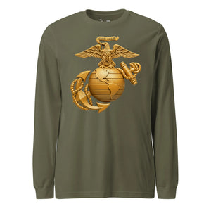 Matte Gold Eagle Globe & Anchor Long Sleeve T-Shirt