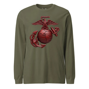 Matte Red Eagle Globe & Anchor Long Sleeve T-Shirt